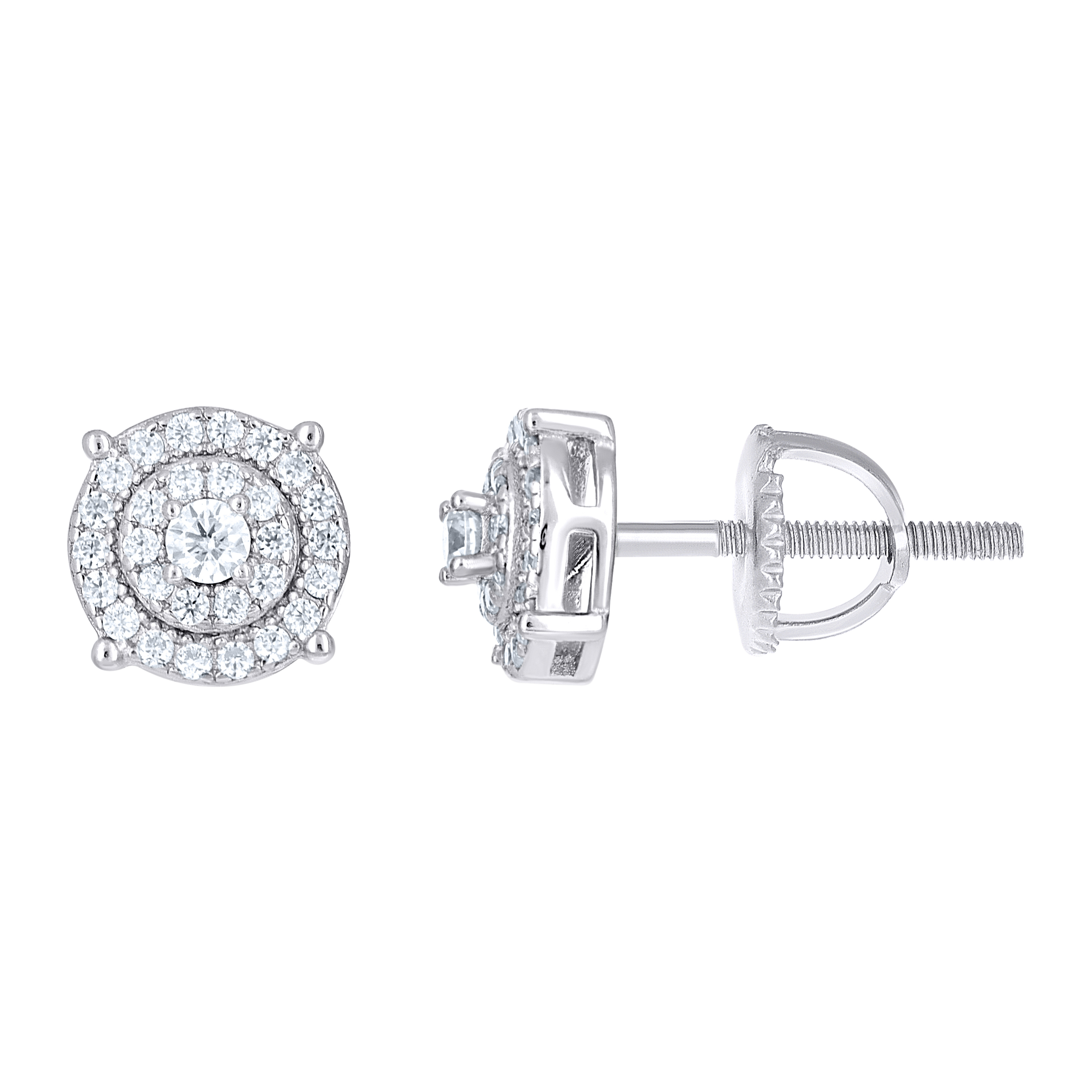 925 Sterling Silver Womens Round 0.4ct Moissanite Round Stud Earrings
